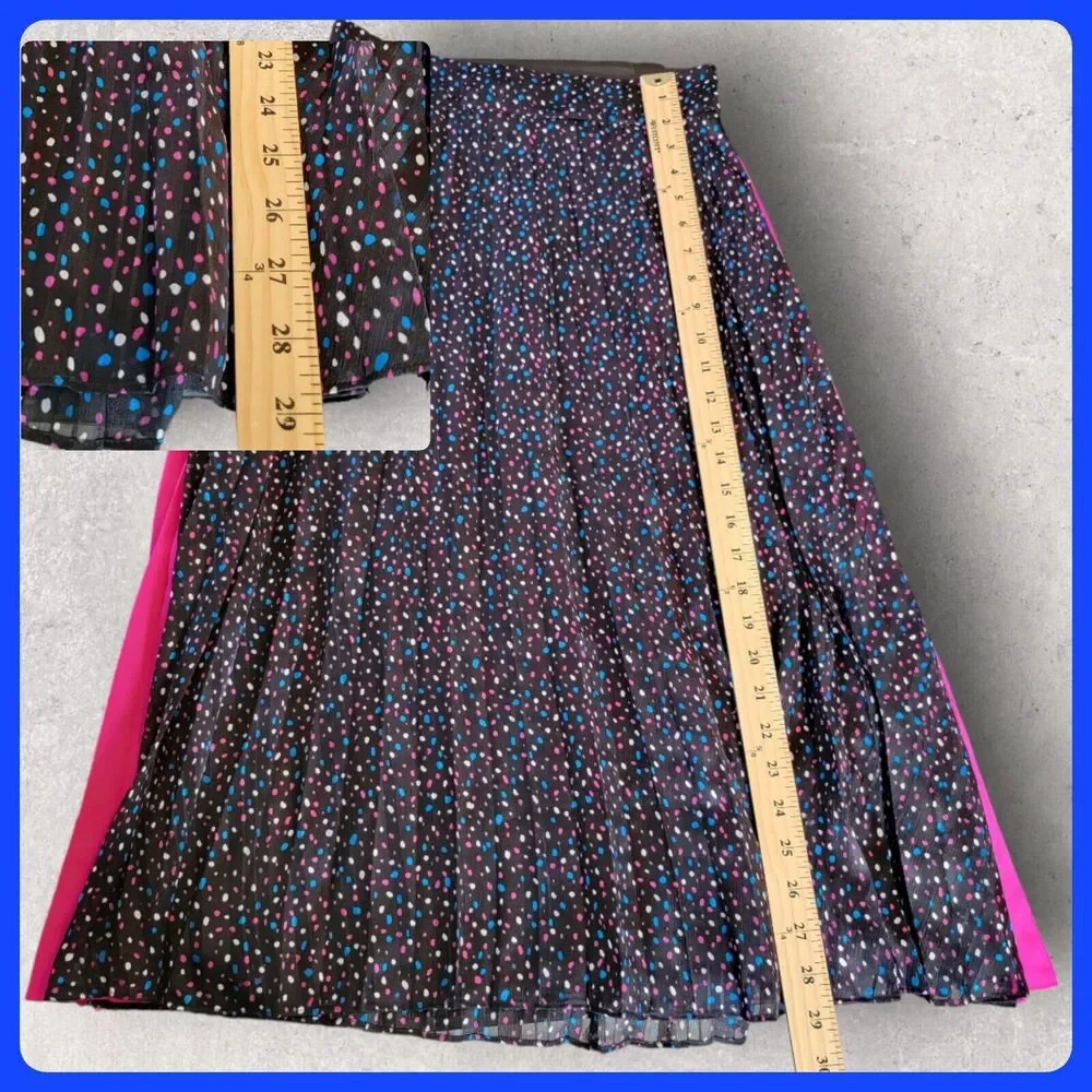 Coach Mix Pleated Midi Skirt Size 2 Black Pink New With Tags NWT